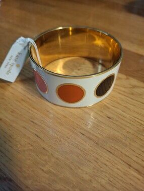 Kate Spade Dot Enamel Bangle Bracelet Yrue Colors Gold-Toned Circles Retired NWT